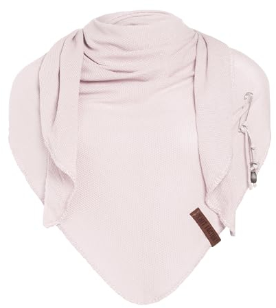 KNIT FACTORY - Lola Dreieckstuch - Fein Gestrickter Damen Schal - Tuch Schal - Für Frühling und Sommer - Baumwollmix - Soft Pink - 190x85 cm