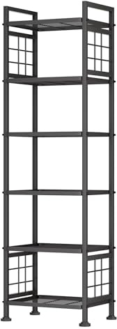 GIOTORENT 6-Wire Standing Storage Shelf for Bathroom Organizers and Storage & Laundry Room Organization, Metal Shelving Unit Pantry Rack for Kitchen & Bathroom, Black