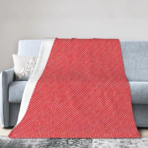 Decke mit roten und weißen Punkten, ultraweich, mikrowarm, für Couch, leichte Bettdecken für Sofa, Stuhl, Schlafzimmer, Wohnzimmer 150 X 125 cm
