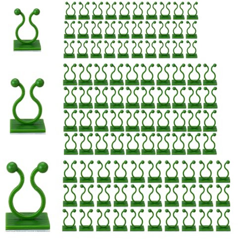 JTMKYO Lot de 100 clips pour plantes vertes, différentes spécifications, sans installation, supports d'articles, clips muraux, accessoires pour plantes grimpantes, aides murales pour plantes