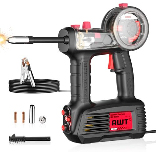 AWT 100A Handheld MIG Welder Machine,110V Flux Core MIG Welder Machine,Portable Gasless MIG Welding Machine,Hand Held Inverter Wire Feed Welder