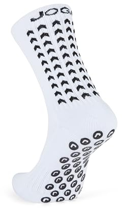JOGA Grip Socks – Non Slip Football Grip Socks for Adults, Black & White Anti Slip Sports Socks with Cushioned Ankle Support for Training & Matches