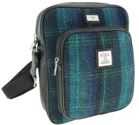 Glen Appin Of Scotland Harris Tweed Umhängetasche, Col 119 Blue/Turquoise, m