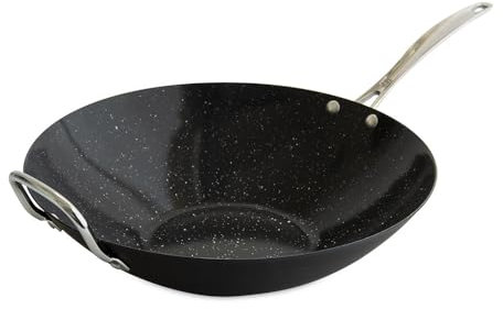 Nordic Ware Wok en acier aluminisé en basalte, 35,6 cm, revêtement en céramique