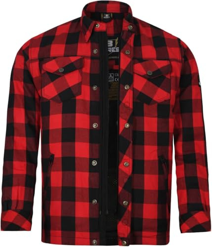 Bores Lumberjack Jacken-Hemd Basic Herren Motorradjacke Rot/Schwarz 5XL
