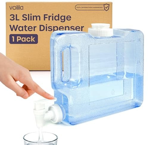 Slim Fridge Water Dispenser with Tap - 3L Reusable Dispenser for Cold Drinks - Ideal for Travel, Camping, Picnic and Outdoor Events