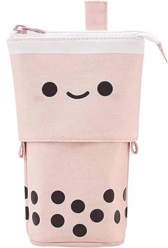 XCHANJUN Federmäppchen Cartoon Bleistifthalter Nylon Niedlich Bubble Tea Mäppchen Tasche Schreibwarenetui Geschenk Einziehbare Tasche Bleistifthalter Bewerben aufMädchen Jungs Briefpapierkasten