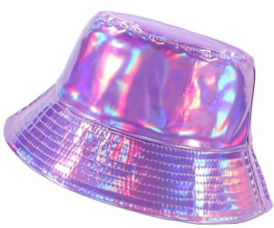 Manfnee Rave Eimer Hut für Männer Frauen Wasserdicht Regenhut Metallisch Hip Hop Hut Breiter Fischerhut Sonnenhut