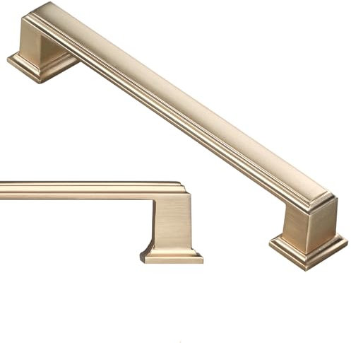 CILEYTION 10 Pack Heavy-Duty Gold Cupboard Handles, 160mm Hole Spacing Brass Kitchen and Wardrobe Handles