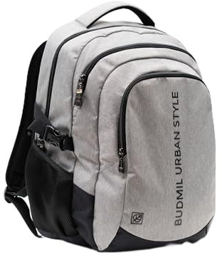 budmil ergonomischer Schulrucksack für Jungen und Mädchen 32L - für Teenager Kinder ab Klasse 5 - wasserabweisend - Rucksack mit 3 Fächer & belüftete Rückseite (Edwin Urban Grey)
