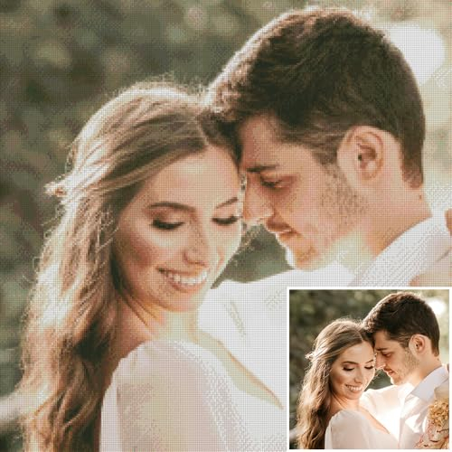 LMQJDZ Diamond Painting Personalizado, Foto Personalizada DIY 5D Completo Diamond Painting Arte Embroidery Manualidades de Mosaico Kit, Regalos para Decoración del Hogar, Diamante Redondo 50x60cm