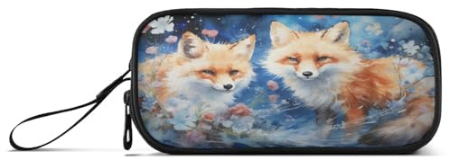 Linnyio Aquarell Süße Füchse Federmäppchen,Federmäppchen,Federtasche,für Schüler Mädchen Jungen