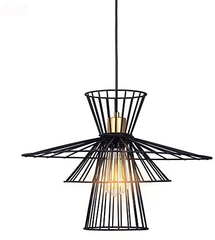 LED Hängelampe Pendelleuchte Gitter Esstischlampe schwarz Retro Deckenleuchte hängend Käfig, Metalldraht, 7W 806lm warmweiß, DxH 45x150 cm