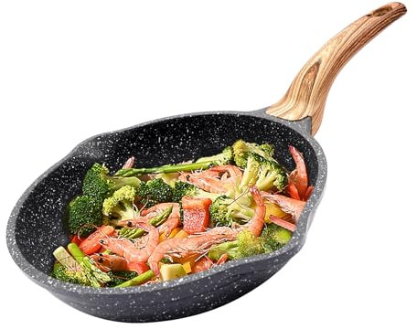 Fliuyr Bratpfanne,Aluminium Antihaft-Bratpfanne,Durchmesser: 20 cm,Tiefe 4,6 cm,Schwarze Bratpfanne mit Abnehmbarer Griff für Alle Herdarten Inklusive Induktion