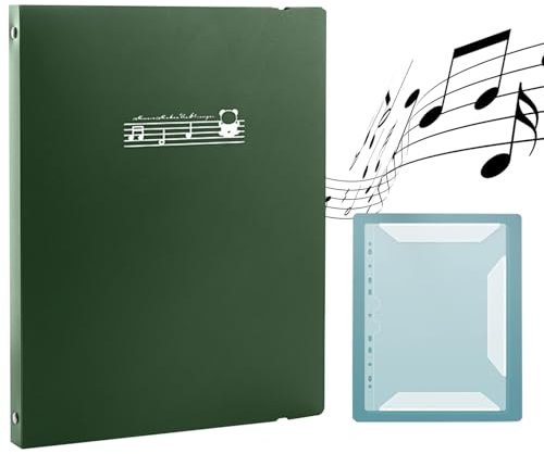 Irtyif Notenmappe, Chormappe, 60 Seiten A4 Notenmappe für Notenblätter, Kunststoff Notenhefter mit 30 Taschen und Elastischen Bändern, für Papier, Gemälde, Notenblätter, Dokumente(Grün)