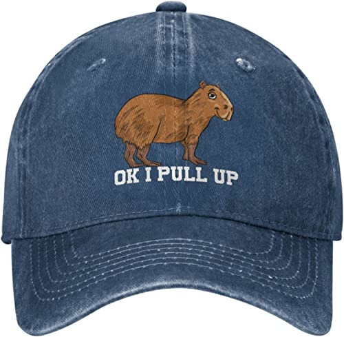 fifbird Capybaras Hat Cap Ok I Pull Up Hat Men Baseball Hat Coole Hüte, marineblau, Einheitsgröße