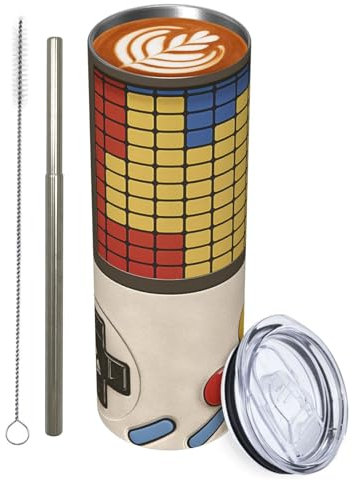 Zeleda 1Pcs Video Game Stainless Tumbler with lid and straw - 20oz Travel Mug, Reusable Metal Straw & Brush, Double-Wall Vacuum Bottle Cup for Coffee Wine Tea Hot and Cold Drinks,Gifts