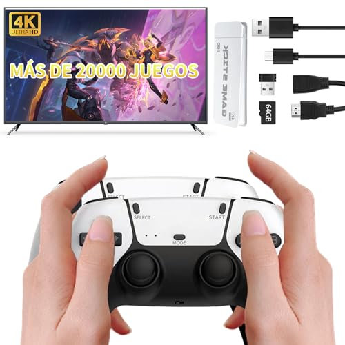 Retro game stick, retro console console di gioco sistema di uscita HDMI wireless, 20000 + videogiochi portatili incorporati, 23 console emulatore console di gioco, console retro con 2 controller wirel