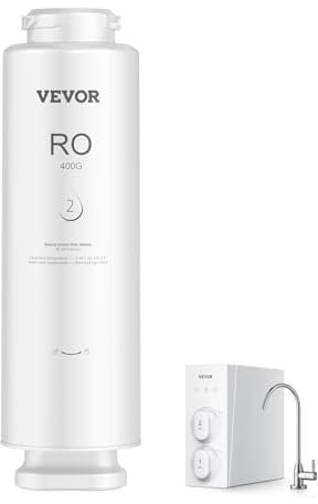 VEVOR Sistema de Ósmosis Inversa, 9 Etapas de 400 GPD, Cartucho de Filtro RO por 24 Meses, Reduce el Plomo, el Cloro y el Óxido, Compatible con el Filtro de Agua Fregadero SS-002, Φ 100 x 341 mm