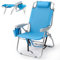Outopee Backpack Beach Chair, 5 Level Adjustable Positions Folding Beach Chair with Back Storage Bag, Cooler Pouch and Side Bags for Fishing Poolside Picnic, 100kg Capacity