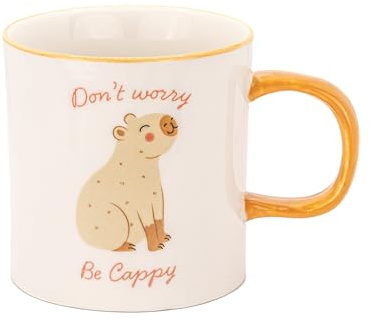 Sass & Belle Don't Worry Be Cappy Mug - Cute Tea Mug with Positive Message | Novelty Coffee Gift for Her or Him | Sass and Belle Ceramic Drinkware for Mum, Women, Animal Lovers