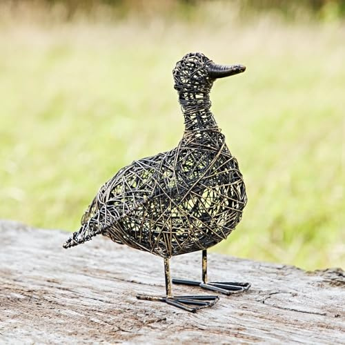 Paper High Kriti die kleine flatternde Ente Draht Gartenfigur - Outdoor Dekoration - Metallskulptur - Gartenstatue - Recyceltes Metall