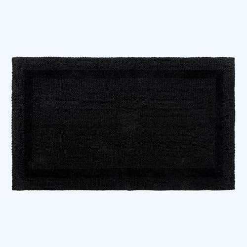 Homescapes Premium Badematte schwarz, Badvorleger 50x80 cm, Badteppich Baumwolle mit Wende-Design
