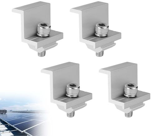 4 Stück Solarmodul Halterung Endklemme, 30mm Solarmodul Klemmen Solarpanel Halterung PV Modul Endklemmen Aluminium Solar Klemm Solar Endklemme Z Halterung Randklemme für Dächer Wände Boote Wohnmobile