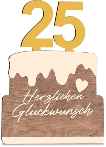 25 Geburtstag Karte Torte Bday Holzkarte - Geburtstagskarte mit Umschlag - Schöne Geburtstagskarte, Einladungskarten 25 Geburtstag, 25. Geburtstag Karte, Karte zum 25. Geburtstag, Geburtstagskarte 25