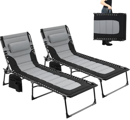 LIFERUN XXL Sonnenliege klappbar 2er Set, 199×66×35 cm Liegestuhl mit 5-Fach Verstellbarer Rückenlehne, extra Große Gartenliege bis 150 kg, Strandliege, Relaxliege, Campingliege, Liege für Outdoor
