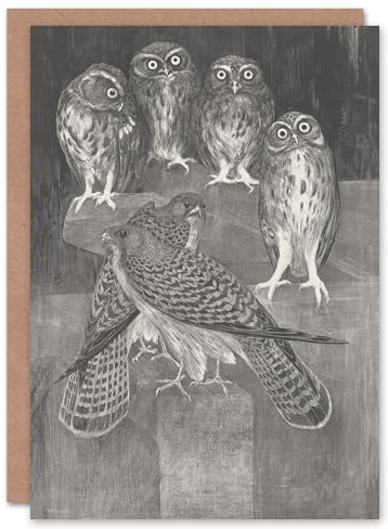 Artery8 Theo van Hoytema Art Card Four Owls and Two Kestrels