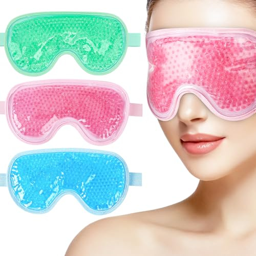 ViEinkaufen 3 Pack Cooling Eye Mask Reusable Gel Hot Cold | Therapy Eye Mask for Puffy Eyes Dark Circles Dry Eyes