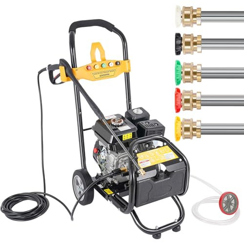 Petrol Pressure Washer 7.5HP 2200PSI High Power Jet Cleaner with 8m Hose & 5 Nozzles for Driveway, Garden, Car, Patio, Deck, Fence Cleaning