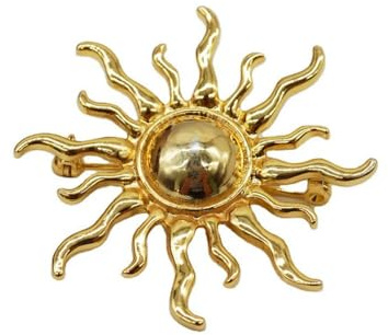1 pièce 5 * 5 cm Bijoux anciens Broche Dieu Soleil Doré pour Femmes Hommes Manteau Accessoires Femme Vintage Cristal Broches