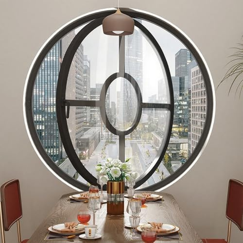 HDZNDH 360° Drehbares Rundfenster Mit Griff, Drehflügelfenster Aus Gehärtetem Glas, Bullauge Aluminiumrahmen Für Die Innenbelüftung, Ersatz Badezimmer, Küche, Schlafzimmer, Wohnzimmer