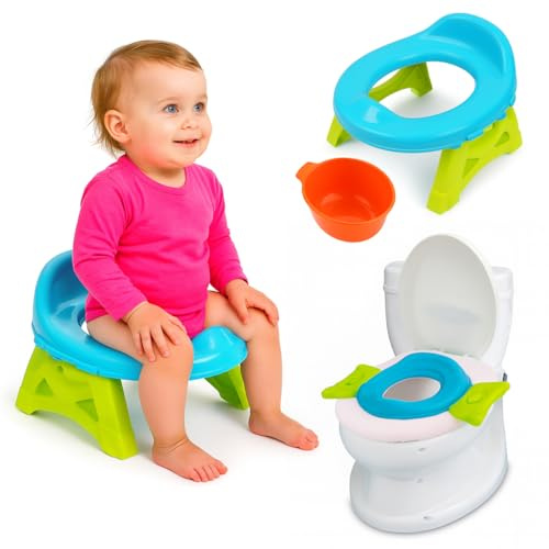 Toyana Toddler Toilet Seat – 2-in-1 Potty Training Toilet Seat & Foldable Travel Potty with Removable Bowl, Non-Slip Steps & Splash Guard, Portable Potty Chair for Boys & Girls