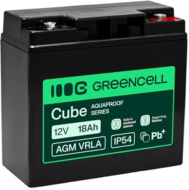 Greencell AGM VRLA 12V 18Ah Akku – Wartungsfreier Gel-Akku für UPS, Camper, Alarmanlagen, Notstromversorgung und industrielle Anwendungen, langlebig, IP54 Schutz, hohe Leistung, einfache Installation