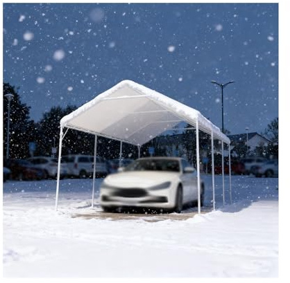Robustes Carport-Dach Für Alle Wetterbedingungen, Schnee- Und Windbeständig, Mit Stabilem Rahmen Für PKW, Traktor, Wohnmobil Und SUV(9x9.8)
