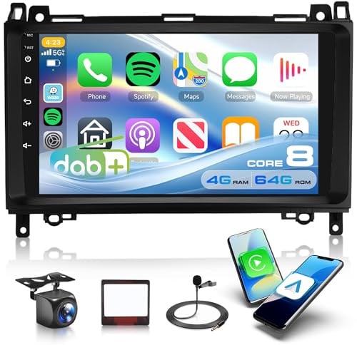 【DAB+】 4G+64G 8 Core 9 Autoradio für Mercedes Benz Class A W169 Class B W245 W639 Vito W639 Viano W906 Sprinter Wireless Carplay Android Auto mit DAB-Antenne Mirror Link WiFi GPS FM/RDS/EQ/HiFi
