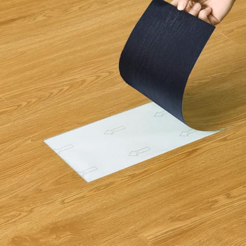 5m² Self Adhesive Vinyl Flooring, Floor Planks with Wood Effect, 36pcs Waterproof PVC Floor Tiles for Bathroom Kitchen and All Flat Floor, Stick On Floor Tiles, 91.5x15.2cm (Dark Walnut)