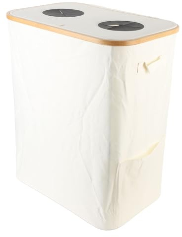 FILFEEL Foldable Recycling Bin with Lid Reusable Double Inner Bag Versatile Storage Solution for Bottles Cans Beige Collapsible Waste Collector