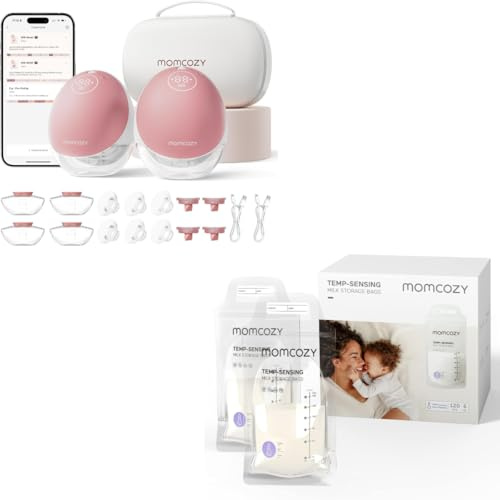 Momcozy M9 Breast Pump 2 Count Red+120PCS Storage Bags