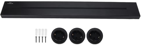 Fafeicy Schienensteckdose, Wandmontage, Abnehmbare Steckdosenleiste, 600 Mm Länge, Aluminiumlegierung, für Büro, Küche, Wohnzimmer (3xEU-Steckeradapter AC250V 16A)