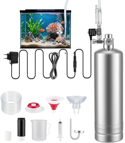 VeftBltrem Set Completo 2L per Impianto CO2 per Acquario, Kit Reattore di Biogas con Elettrovalvola, Diffusore, Contabolle Visivo, Impianto CO2 per Acquario per Piante e Serbatoi