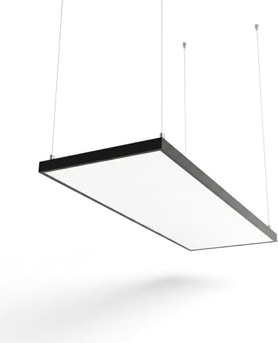 STEINFELD Infrarotheizung Deckenmontage | Flexible Höhe: 5-95cm | Leichtgewicht für jede Decke 3,4kg | 750W für 8-14m² | 7 Jahre Herstellergarantie | Rahmen Schwarz