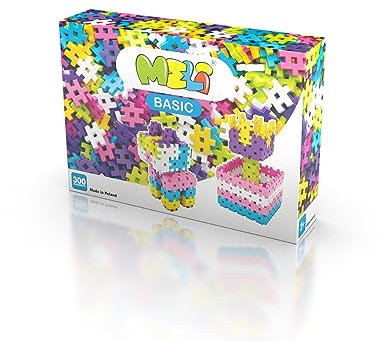 Meli Konstruktionsbausteine Basic Pink 300 | Steckbausteine für Kinder ab 3 Jahre | Kreatives Bauen in 2D & 3D | 300 Teile in 6 Farben | Fördert Motorik & Fantasie