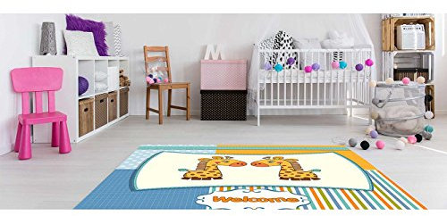 Kinderteppich Giraffe PVC verschiedene Maßnahmen | Teppichboden Erwachsene PVC | Boden vinilico für Erwachsene 95 x 95 cm