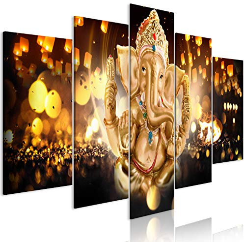 murando - Wandbilder XXL Ganesha Hinduismus 100x50cm 5 tlg - Wand Deko Leinwand Bilder Groß Wanddeko Wohnzimmer Schlafzimmer Kunstdrucke - Zen p-A-0031-b-o