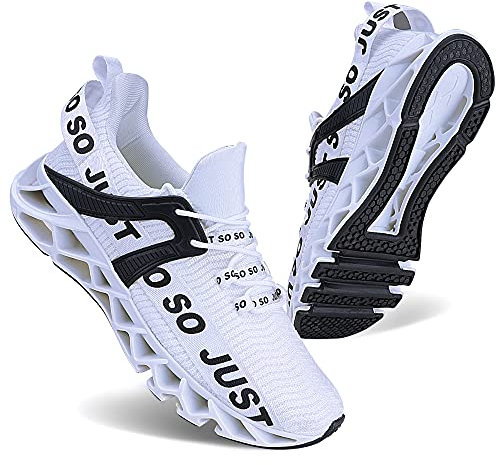 Wonesion Herren Fitness Laufschuhe Atmungsaktiv rutschfeste Mode Sneaker Sportschuhe,2 Weiß,39 EU