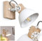 HOFSTEIN Wandleuchte Orny, verstellbare Wandlampe aus Metall/Holz in Weiß/Braun, 1-flammig, 1 x E27-Fassung, Wandspot im Retro/Vintage Design, ohne Leuchtmittel